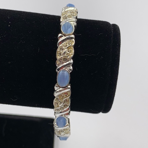 Rhinestone Faceted Moonstone Bracelet Adjustable - Picture 2 of 4